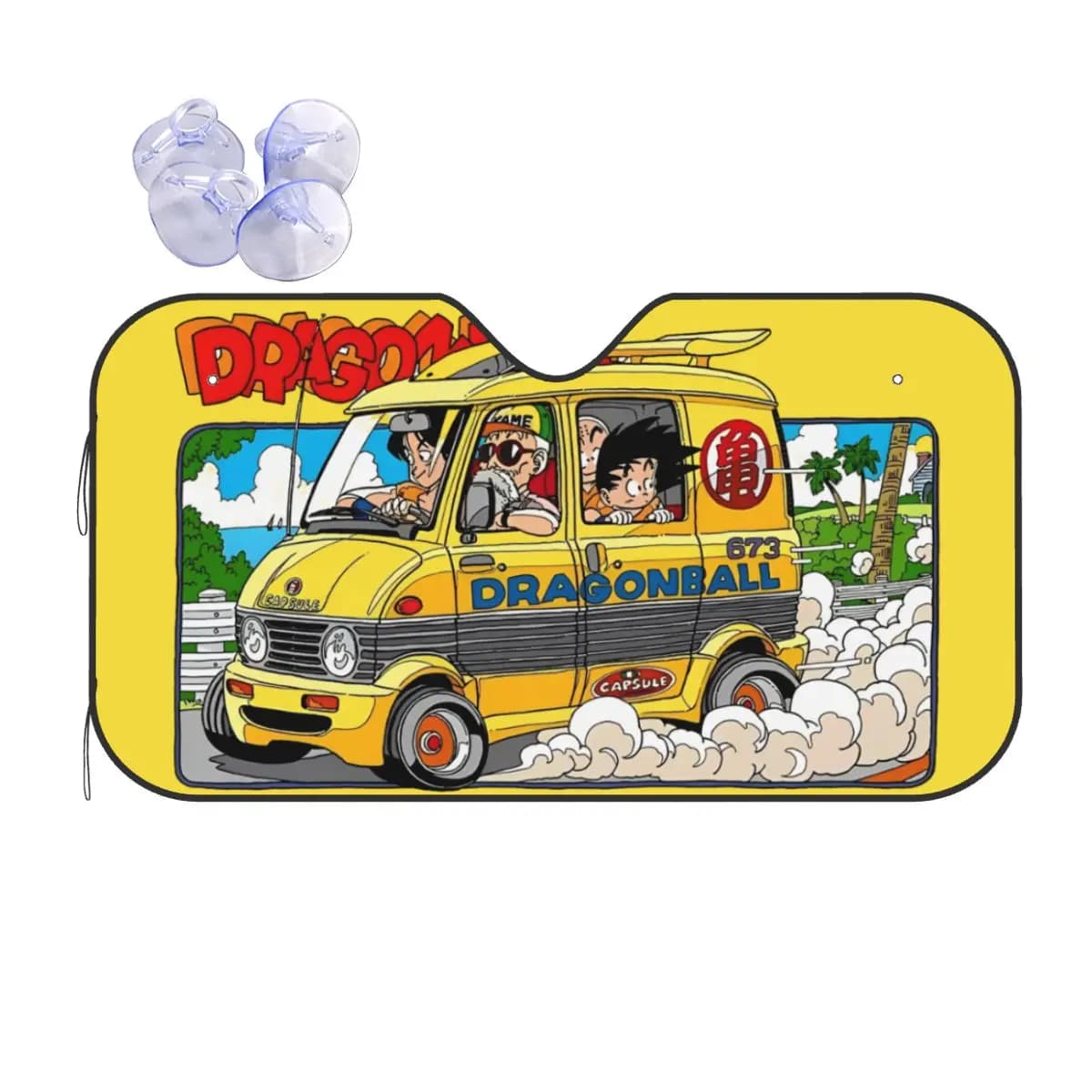 Parabrezza retrattile Dragon Ball Bus Parasole 70x130 cm Cartoon Foglio di alluminio Parasole per auto Car-styling