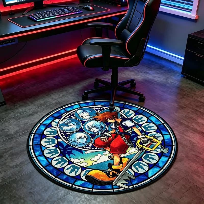 Creative Cartoon Character Round Rugs for Game Room Trendy Cool Home Decor Mat Bedroom Bedside Carpet Ideal for Young Adults