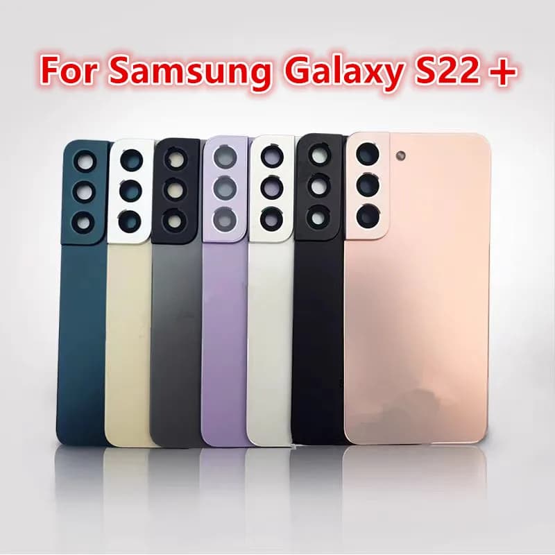 S22Plus Custodia per Samsung Galaxy S22 Plus S906 6.6 "Coperchio posteriore batteria in vetro Riparazione Sostituisci la custodia posteriore della porta + obiettivo della fotocamera