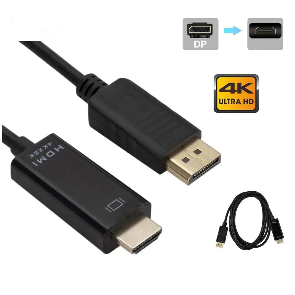 Video Audio Converter Adapter compatible with DisplayPort to HDMI 4K 2K DP Display Cable for Laptop Projector PC TV Monitor