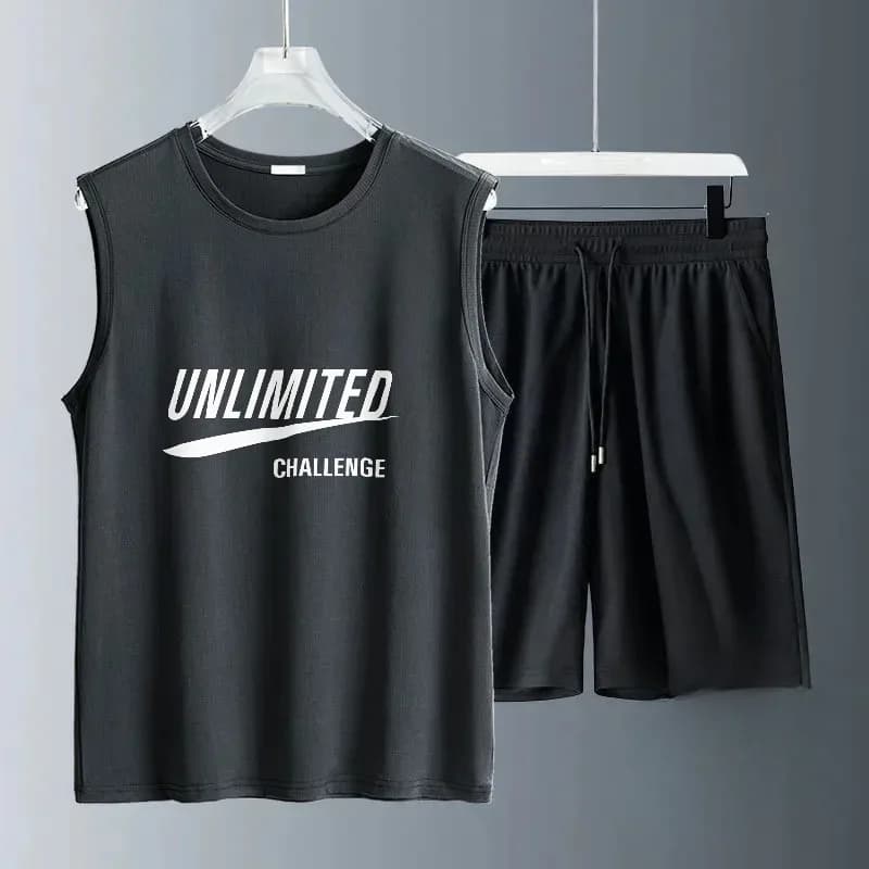 Men's Sporty Set 2026: Two Piece Casual Basket Set Breathable with T-Shirt Sleeve Court and Jogging Shorts