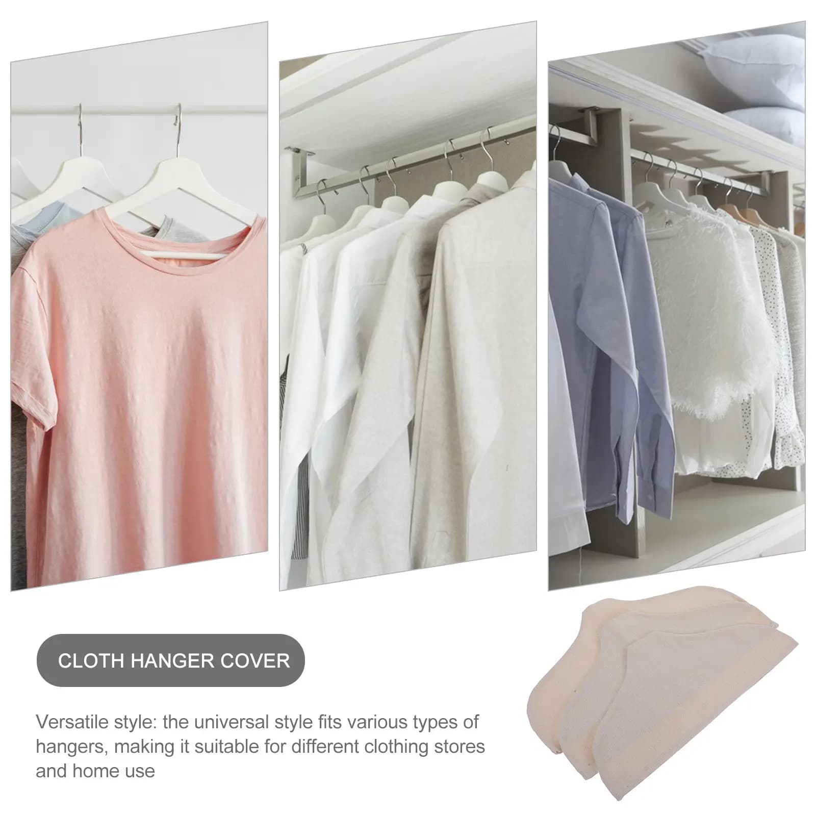 3Pcs Cotton Linen Nonslip Cloth Hanger Cover Clothes Protector for Clothing Store Wardrobe Home Use Antislip Cover