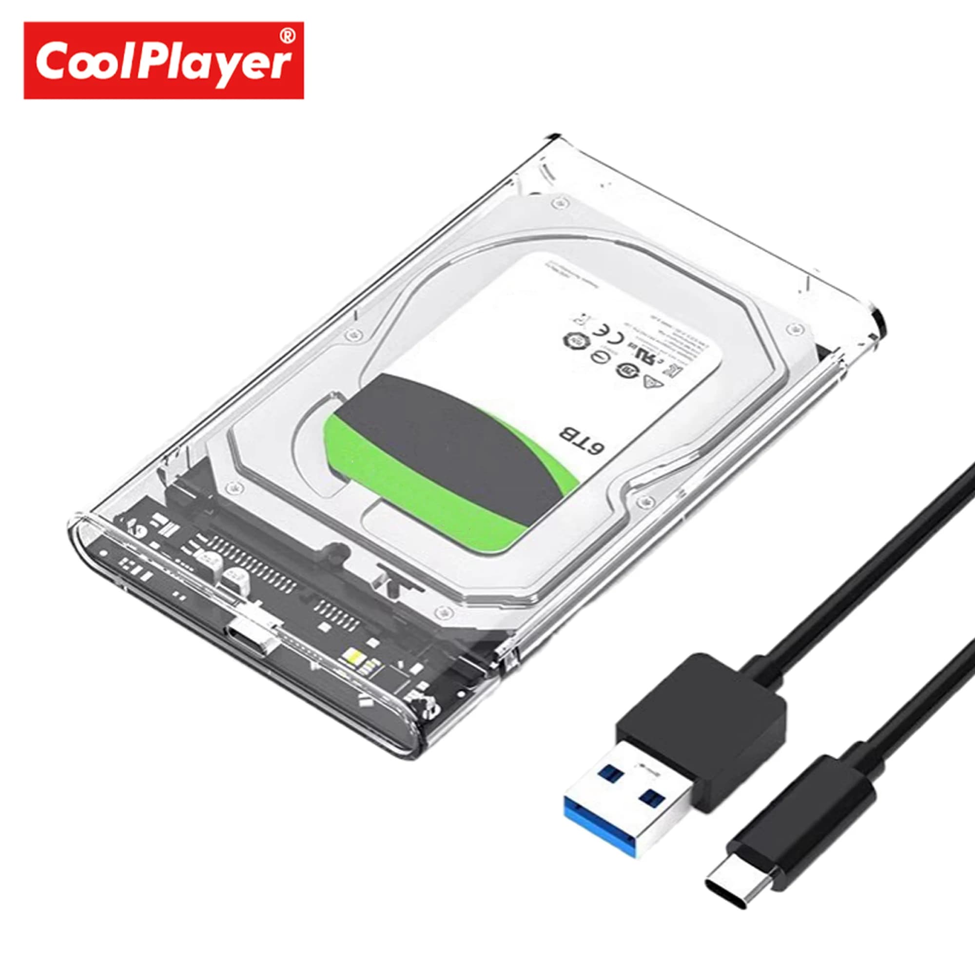 2.5 inch SATA to USB 3.1 External Hard Drive Enclosure Tool-Free 6Gbps SSD HDD Case Mobile Disk Box Support 6TB Laptop PC