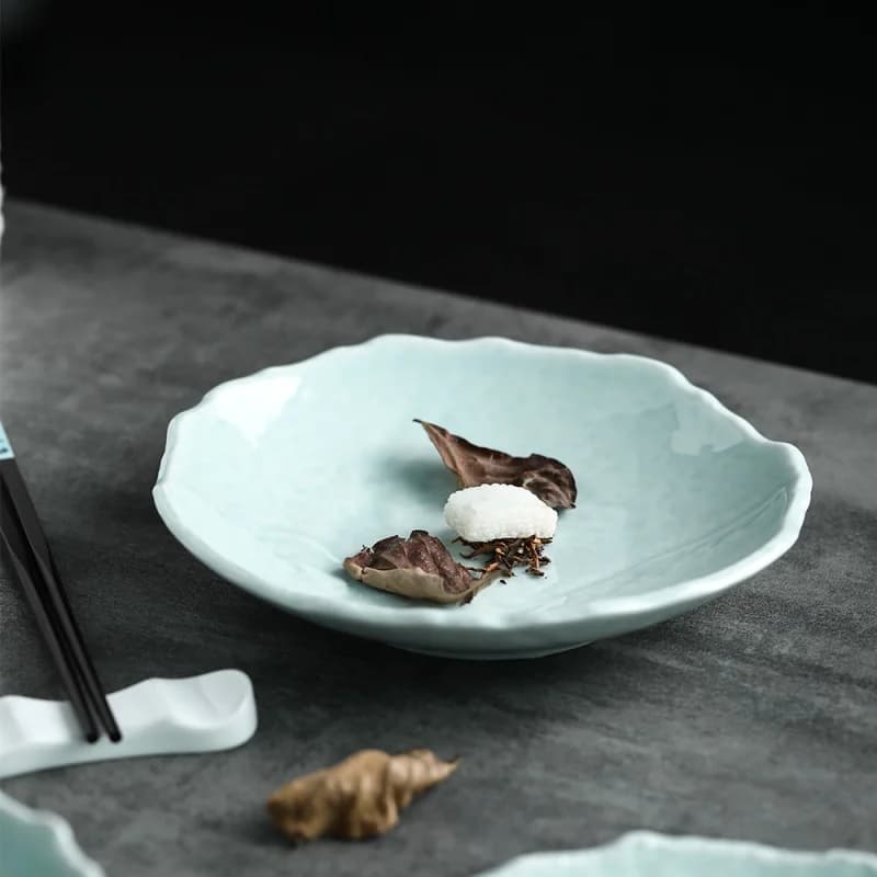 Thickened Tea Ceremony Zen Tea Cake Tray Special-Shaped Household Tea Saucer Living Room Dim Sum Plate Chinese Style Dried Fruit