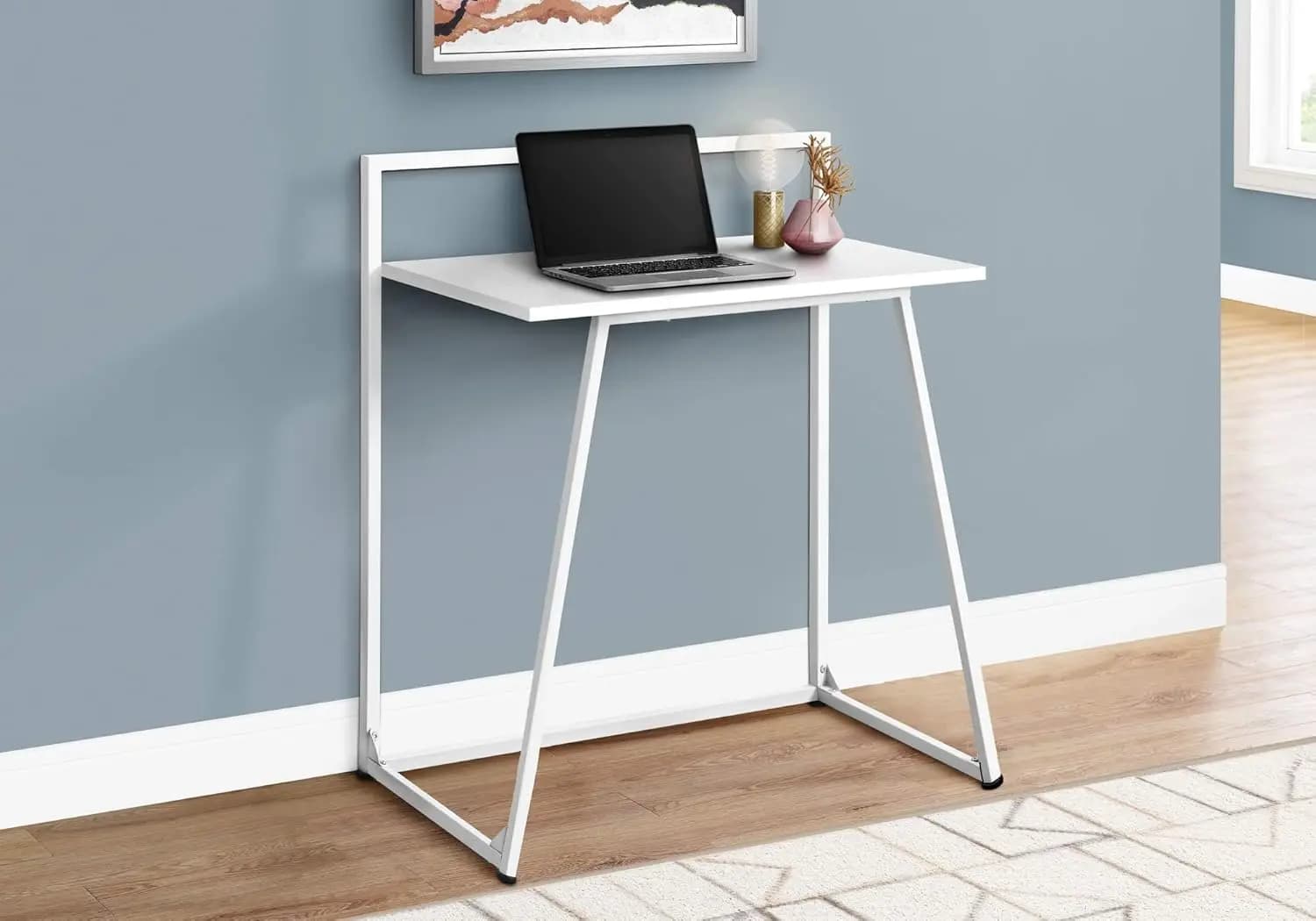 Tavolo da studio per laptop - Scrivania per computer in stile contemporaneo - Semplice, 30 pollici di lunghezza, bianco