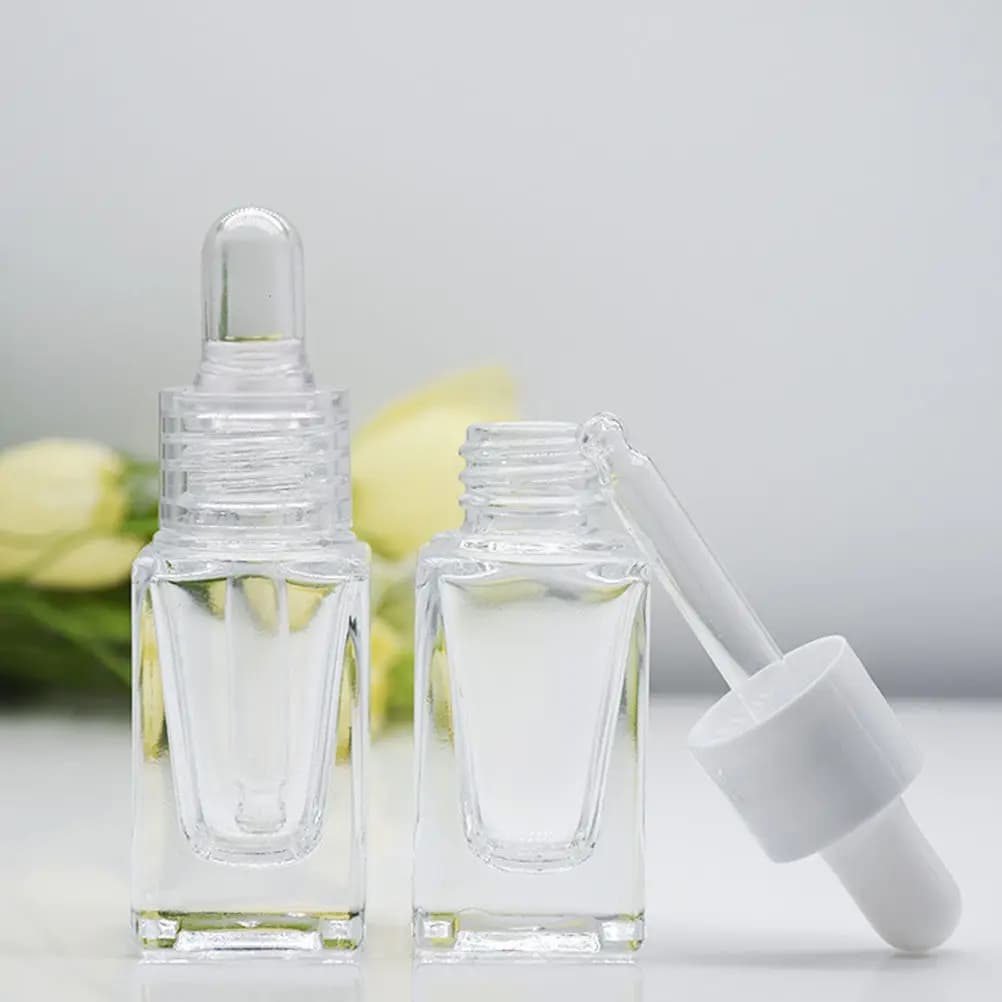 Flaconi contagocce in vetro da 10 pezzi, trasparenti, a prova di perdite, per oli essenziali, riutilizzabili, piccoli contenitori per aromaterapia da viaggio