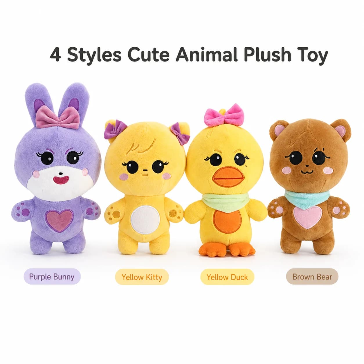 Peluche Animale Carino, Morbido Pupazzo Imbottito, Coniglio, Anatra, Orso, Gattino, Cuscino, Regalo per Bambini e Ragazze, Decorazione per la Camera da Letto