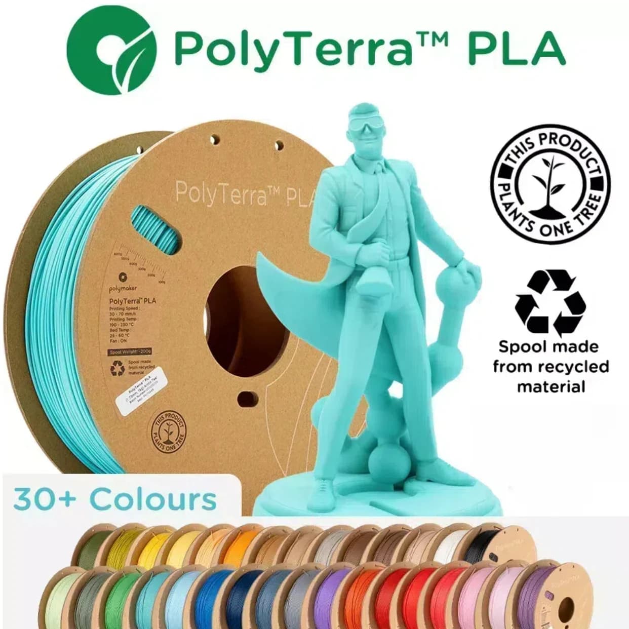 for Polymaker PolyTerra PLA 1,75 mm 1 kg matt for 3D printing filament Panchroma PLA