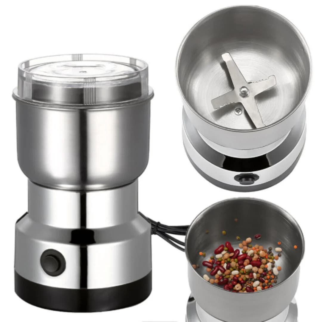 Macinacaffè Elettrico Multifunzione da Cucina con 4 Lame, Tritatutto per Caffè, Frutta Secca e Legumi, Frullatore per Aromi