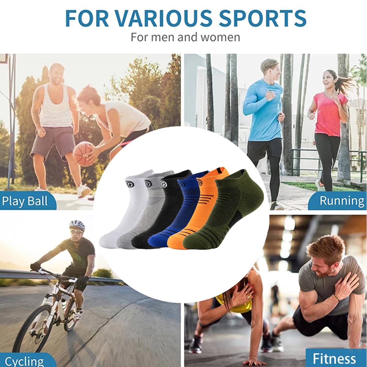 3 pairs of sports socks for men with thickened sponge bottom, basketball socks for outdoor racing, low-cut socks, breathable and absorbing sweat