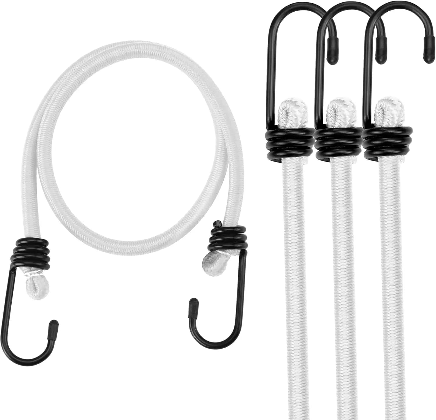 Corde Elastiche Resistenti da 24 Pollici con Ganci, Set da 4 Cinghie Elastiche per Campeggio, Bagagli, Biciclette, Stoccaggio RV