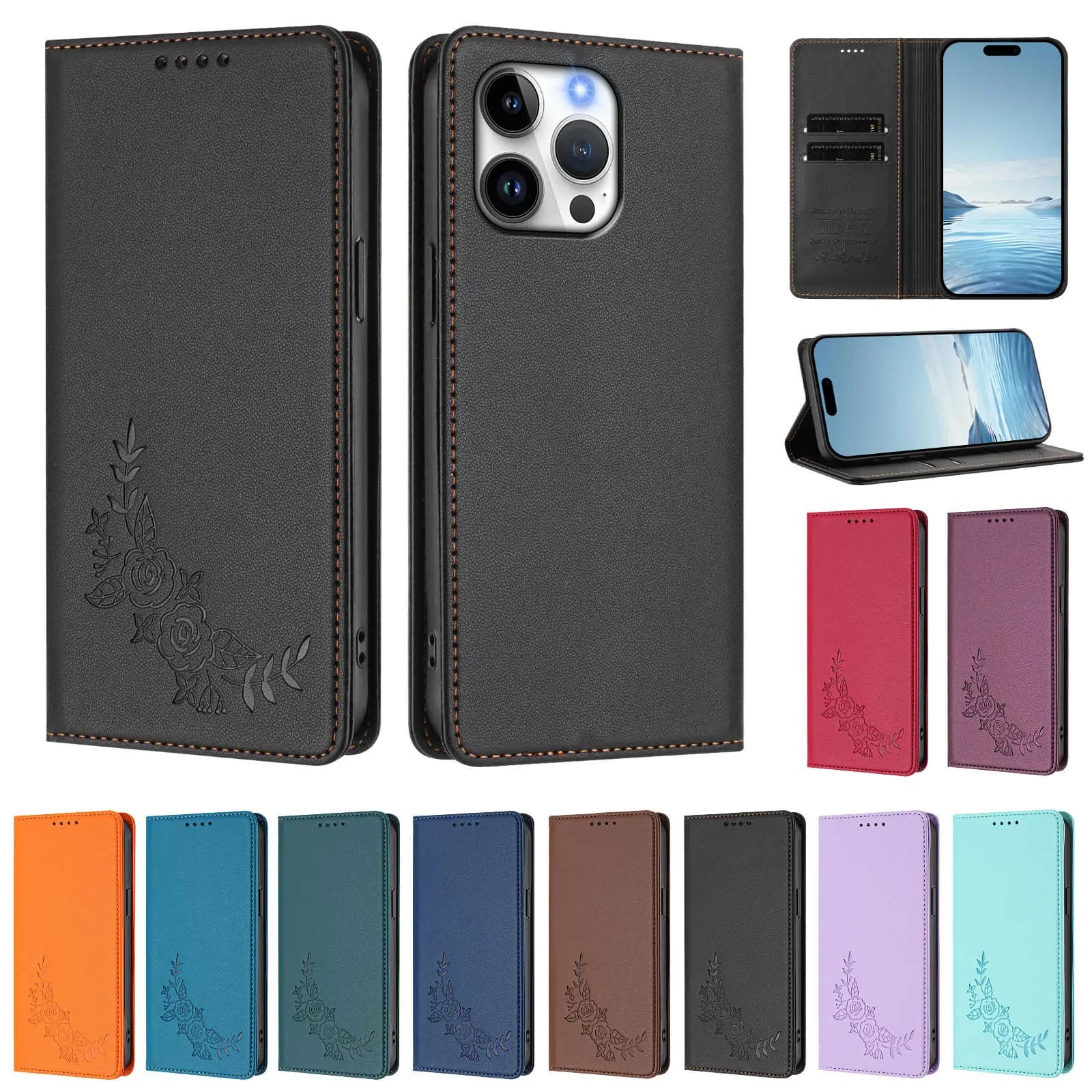 Custodia a Portafoglio in Pelle per Google Pixel 10 Pro XL 10A 9 9A 8 8A 7 7A 6 6A 5 5A con Blocco RFID e Chiusura Magnetica