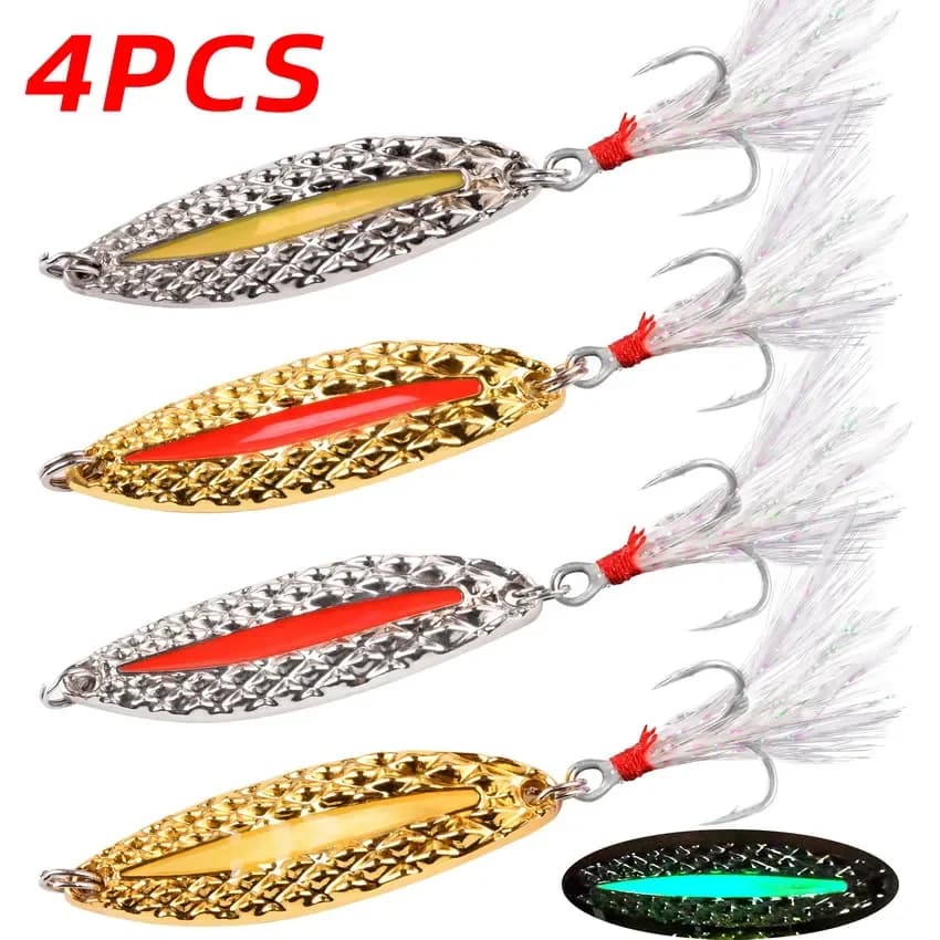 4 pz Luminoso In Metallo Richiamo di Pesca Cucchiaio 2.5g 5g 7g 10g 15g 20g Oro/Argento Pesce Esca Spinner Cucchiaio Esche Dure attrezzatura da pesca