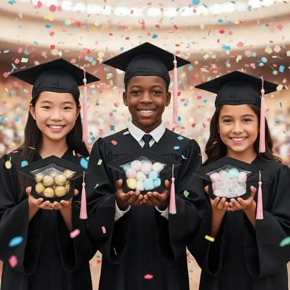 5/10Pcs Creative Graduation Candy Dome DIY with Tassel Chocolate Container Food Grade Reusable Grad Cap Candy Box
