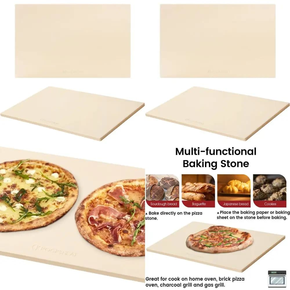 Pietra per pizza rettangolare grande 22x14 pollici - Pietra da forno in cordierite resistente per forno, grill e barbecue, ideale per pizza e Br