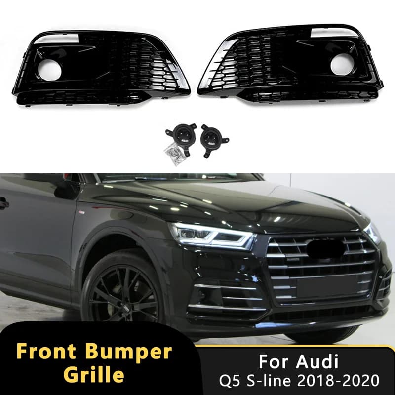 2x Paraurti Anteriore Fendinebbia Griglia Per AUDI Q5 S-Line 2018-2020 Copertura Della Lampada Della Nebbia Sport RSQ5 Stile Accessori 80D807679M 80D807680M