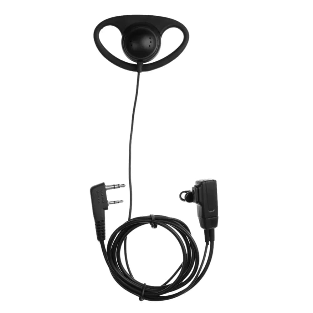 Auricolare a Forma di D per Walkie Talkie, Gancio per Orecchio, Interfono Hands-Free, Auricolare a 2 Pin con Microfono per Baofeng Kenwood
