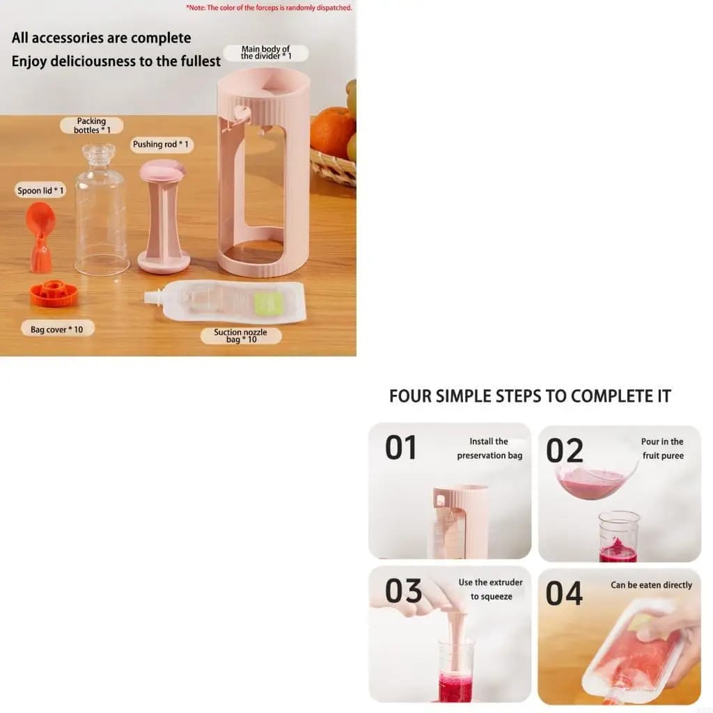 J2HD Baby Squeeze Cash Maker con 10 borse riutilizzabili per purea purea fatta in casa