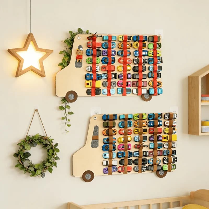 Fits 1:64 Scale Cars Small Storage Bag, Wall Mount Display Rack for Toy Car, Bedroom Entrance Car Interior Organizer Shelf