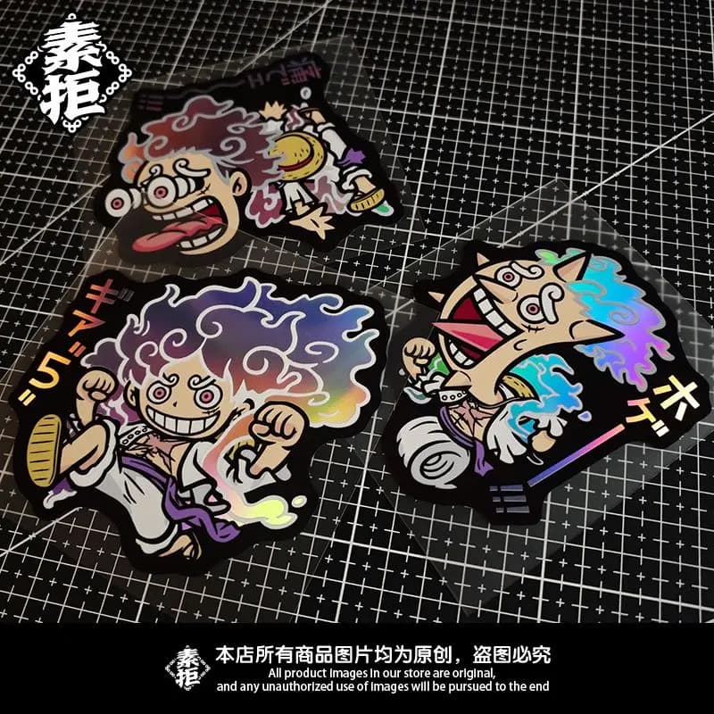 Adesivo laser One Piece Nika Monkey D. Luffy, adesivo per auto, adesivo per moto, adesivo impermeabile con protezione solare, copertura antigraffio, regalo