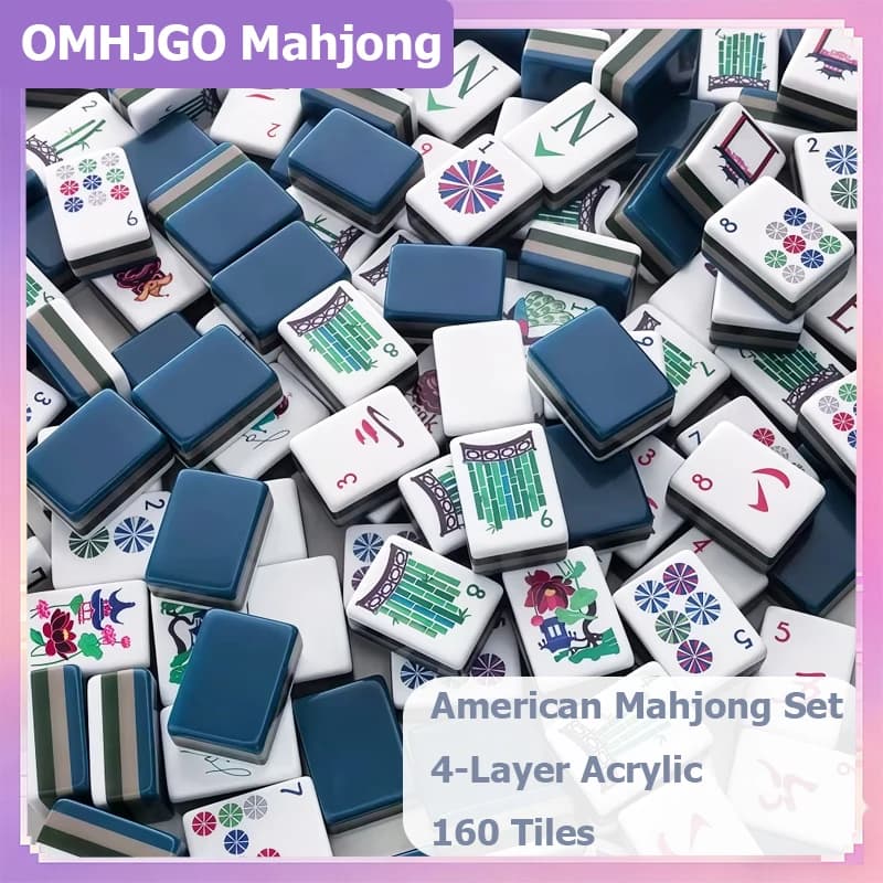 Set Mahjong Americano da 160 Tessere in Acrilico, Gioco Portatile per Famiglia e Feste, Regalo Sorpresa, Spedizione Gratuita