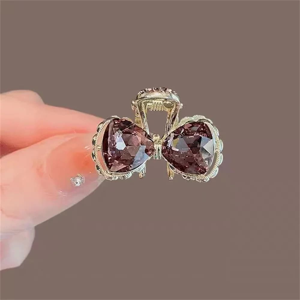 Fermaglio per capelli con strass a fiocco piccolo, grazioso fermaglio laterale, fermaglio a granchio semplice ed elegante, accessori per capelli da donna