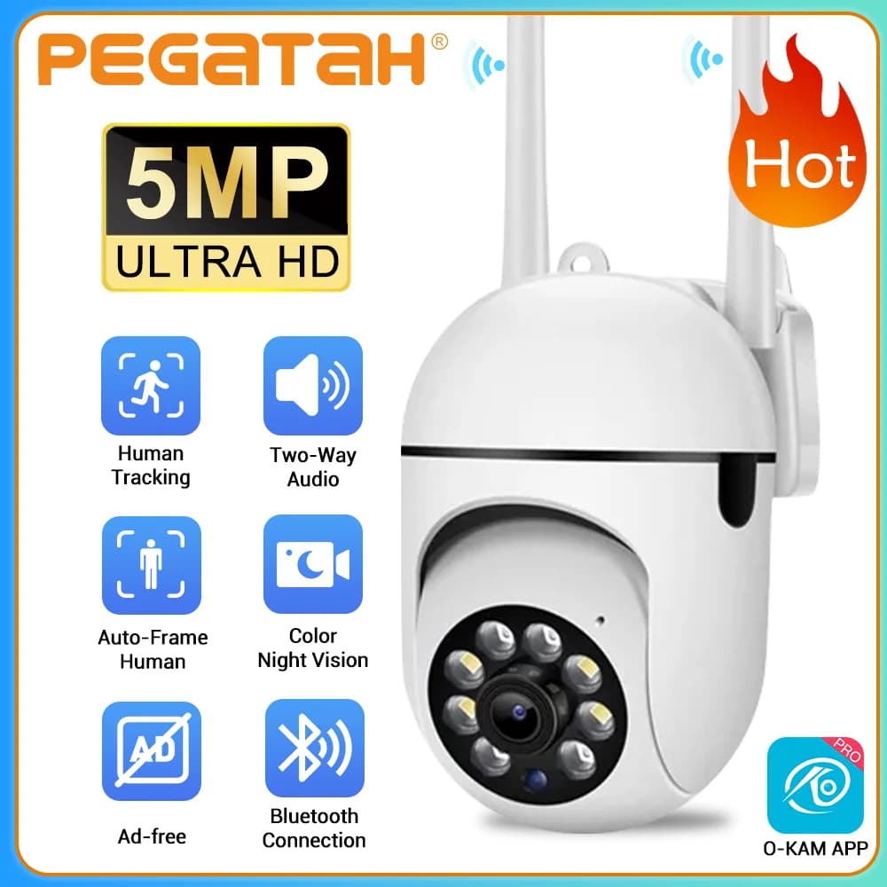 1/2/4 pz. Telecamera di Sicurezza Wireless WiFi 5MP Visione Notturna 2K HD Interno/Esterno, Telecamera di Sorveglianza Wireless, Baby Monitor, Telecamera CCTV