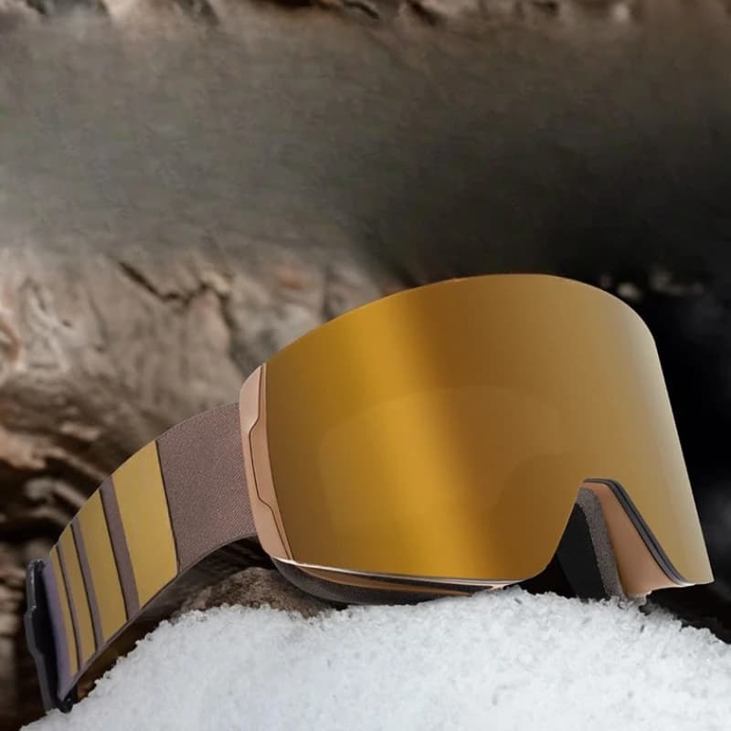 Occhiali da sci antiappannamento con fissaggio magnetico, alta definizione, ampio campo visivo, occhiali da montagna per neve.