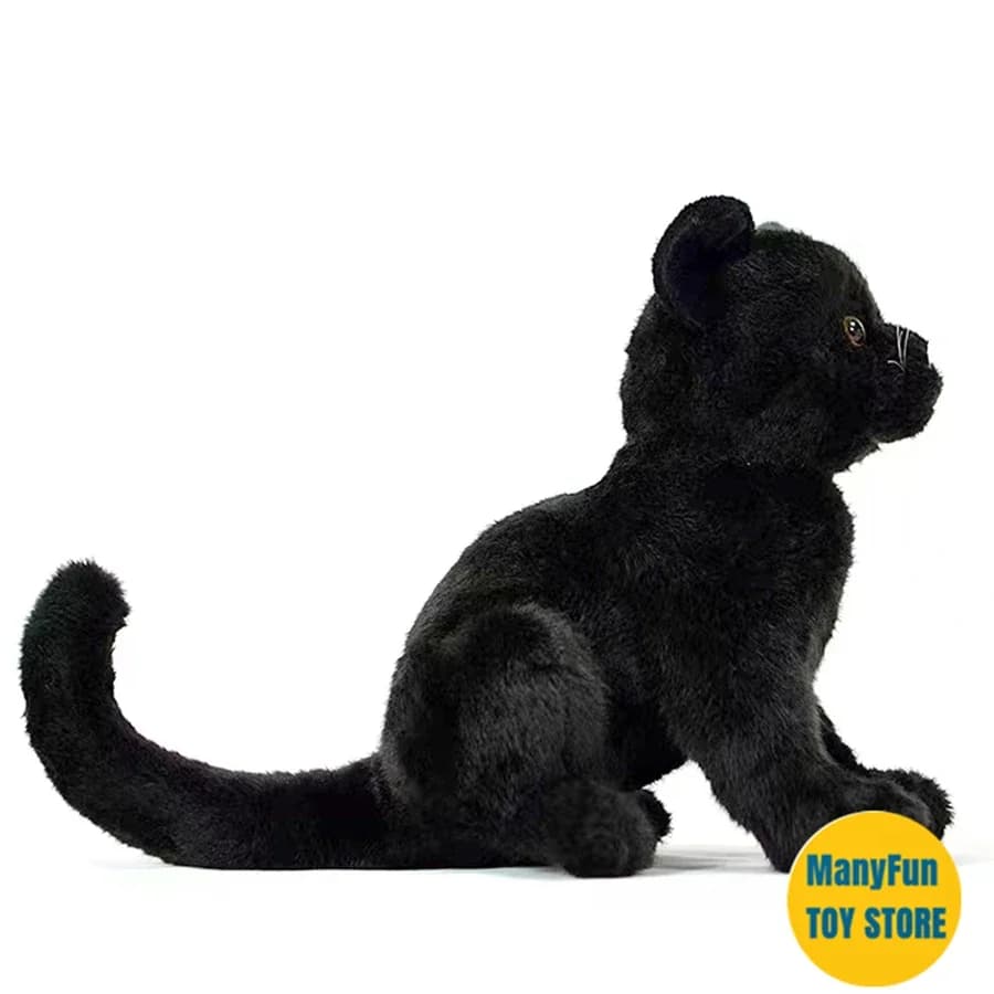 Peluche Gatto Persiano Nero Realistico, Giocattolo Morbido a Forma di Gatto, Regalo Perfetto