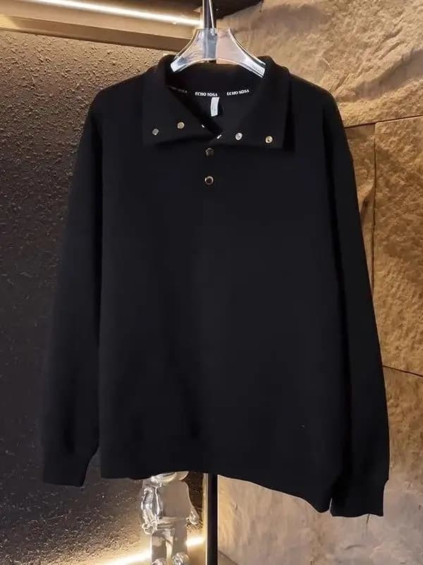 Strongly Recommended Guangzhou High Quali Autumn Winter New Sle Men's Hoodie Design Sense Button Splicing Trendy Brand