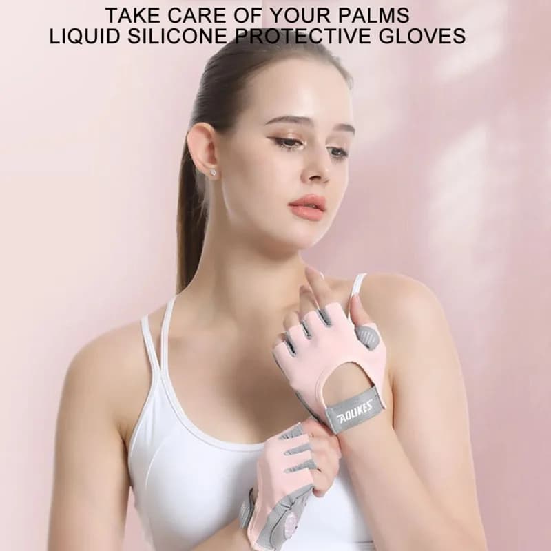 Fitness Cycling Gloves, Men Women Anti Slip Shock-Absorbing Ice Silk Gym Gloves Summer Breathable Yoga Sports Train Gloves