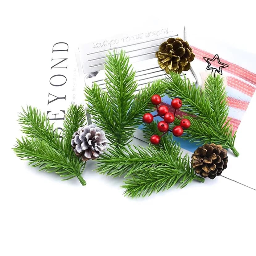 10/20 pezzi piante artificiali decorazione natalizia casa camera accessori da tavolo fiori nuziali ghirlanda albero verde scatola regalo fai da te cortile