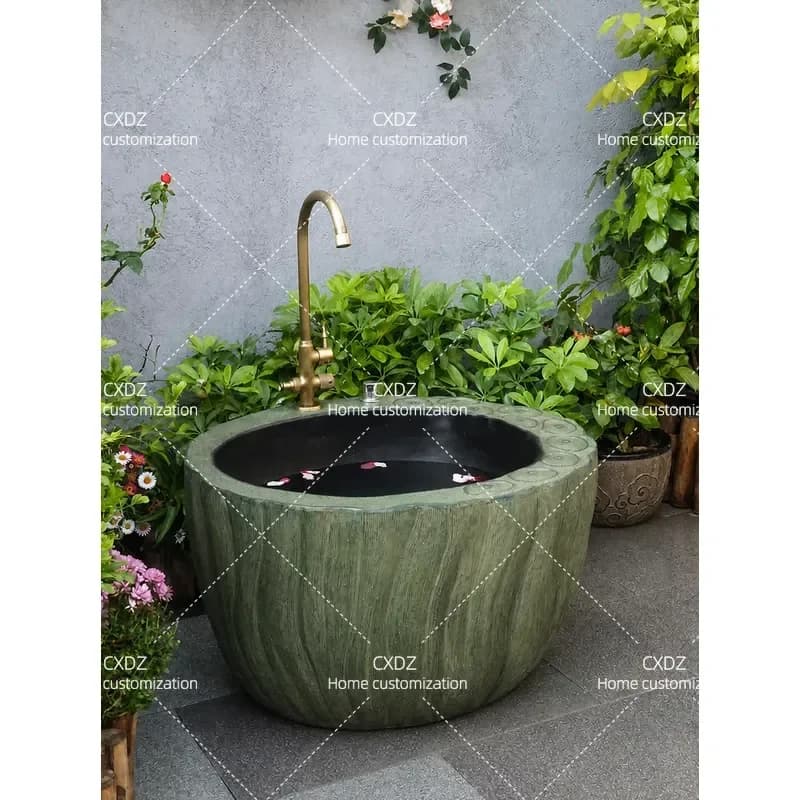 Chinese Style Outdoor Integrated Mop Pool Sink for Balcony and Yard Washing Station Durable Floor Cleaning Basin with Drain
