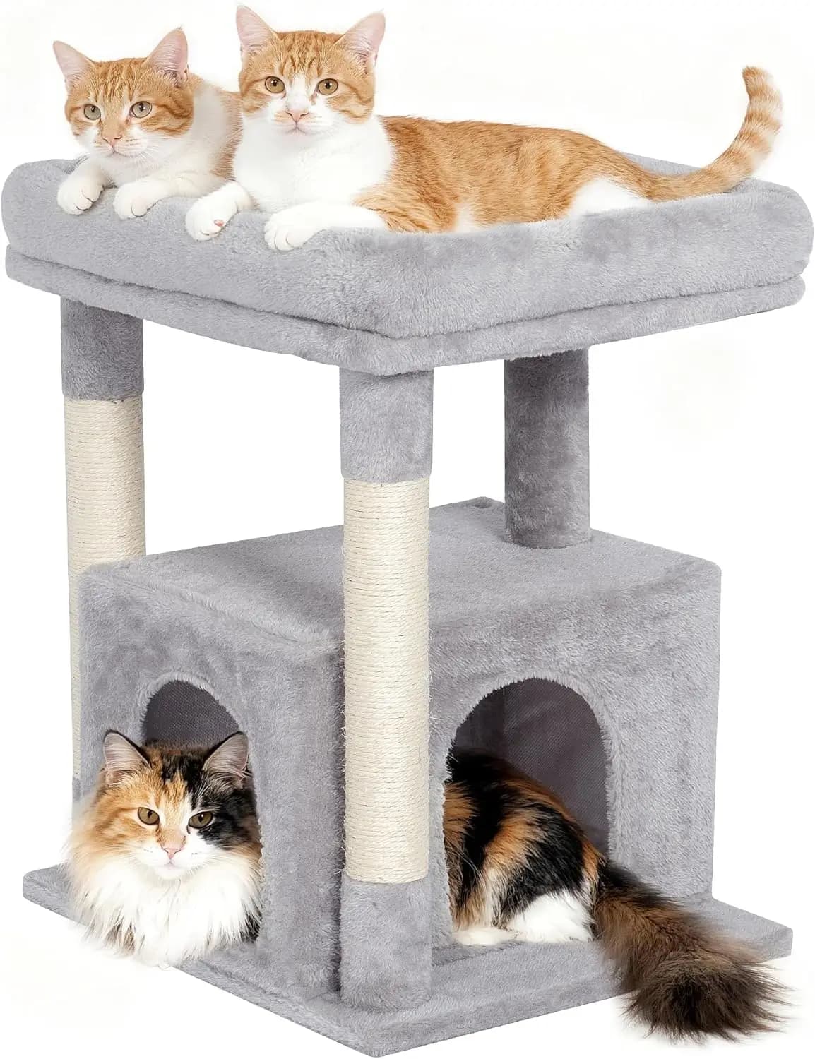 Grande Albero per Gatti con Tiragraffi, Cuccia e Casetta per Gatti da Interno, Grigio Chiaro