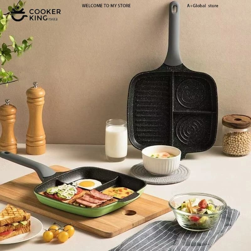 COOKER KinG Three-Greece Fried Canvas Flat-bottom anti-stick for domestic use Egg dumpling Steak Egg Steak Breakfast Hamburger Padella