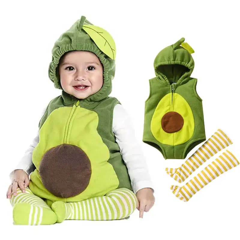 Toddler Baby Boy Girl Halloween Christmas Costume Avocado Fruit Hooded Romper Jumpsuit Legging 2Pcs Winter Outfit