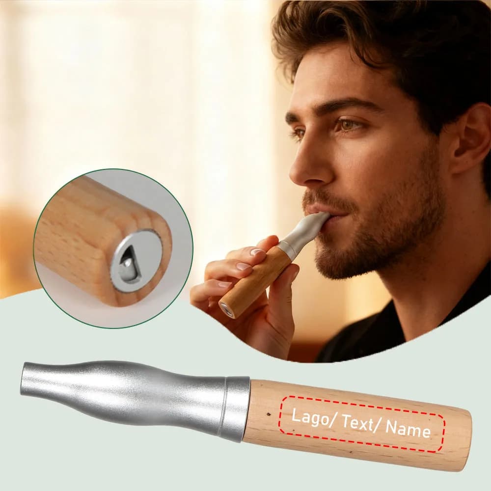 Bastone per smettere di fumare senza nicotina Inalatore in legno di noce naturale con capsule di olio essenziale Aiuto per l'aromaterapia per il sollievo dall'ansia