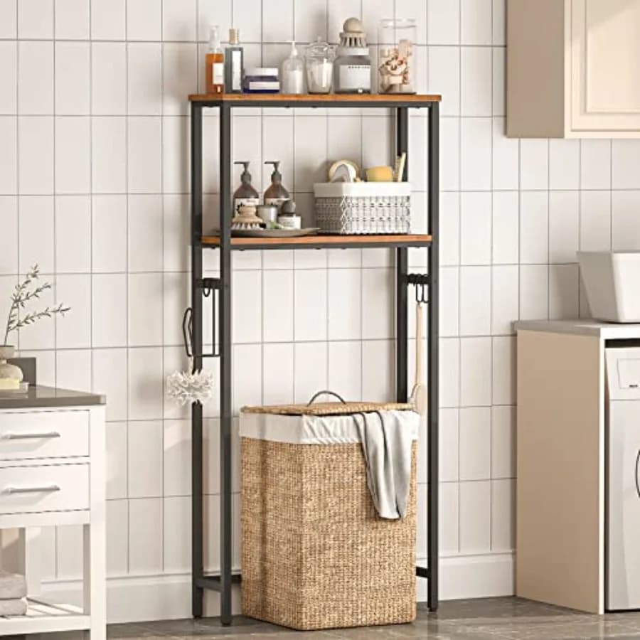Organizzatore da Bagno a 2 Livelli Sopra il WC, Scaffali Autoportanti con Porta Carta Igienica