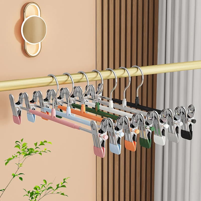 Set di 5 Appendiabiti per Pantaloni con Clip, Ganci Regolabili Antiscivolo per Gonne e Jeans, per Donne