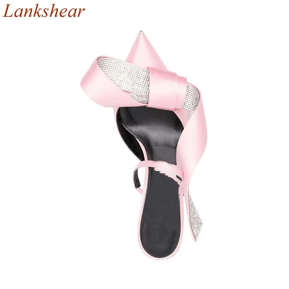Pantofole da donna pieghettate con punta a punta tacco sottile moda poco profonda Casual Sexy Party rosa nero scarpe da donna estive 2024 nuovi arrivi