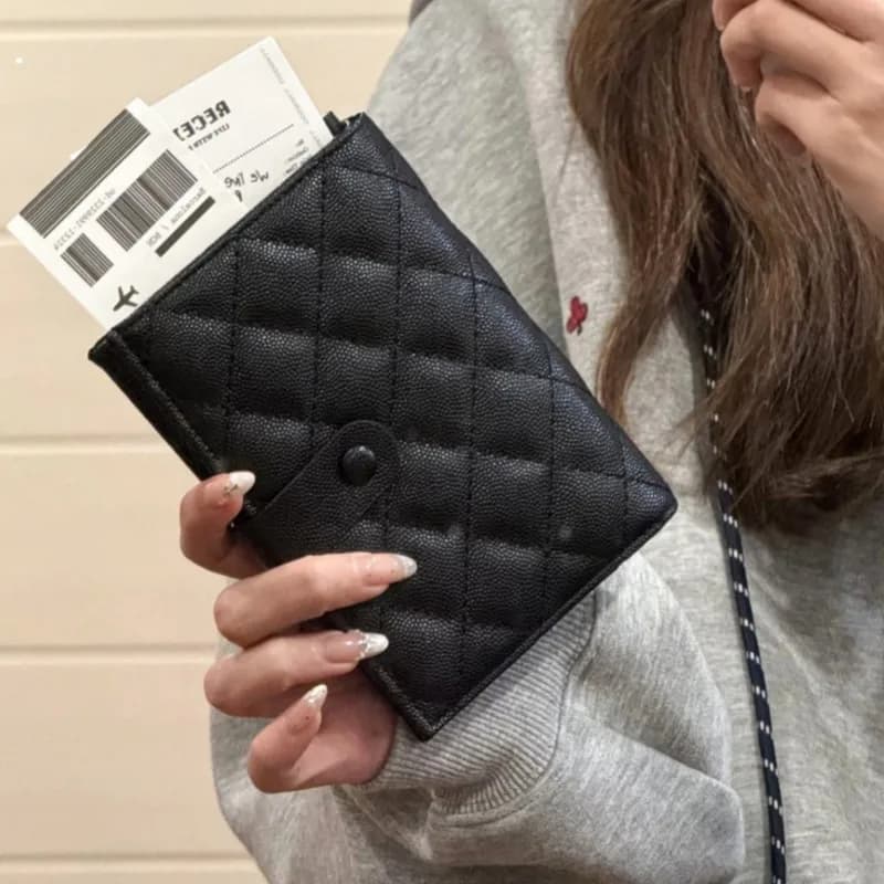 Borsa portaoggetti porta passaporto da viaggio da donna Portafoglio con spazzola antifurto di fascia alta e porta carte multifunzionale integrato per donna
