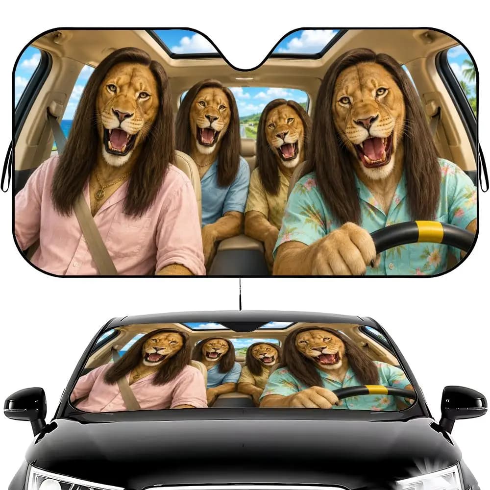 Long-haired Lion Sun Visor Thickened Car windshield sun shade - Foldable Universal Fit Heat Insulation UV protection