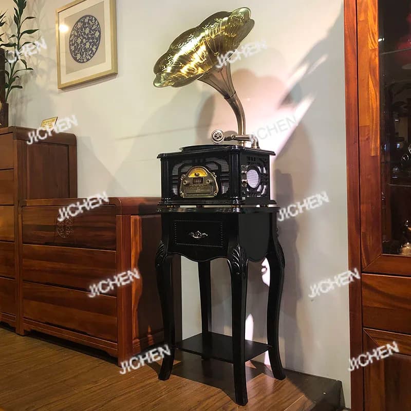 Giradischi JC, Lettore di Vinili, Stile Antico, Altoparlante Grande, Giradischi in Legno Massiccio, Bluetooth