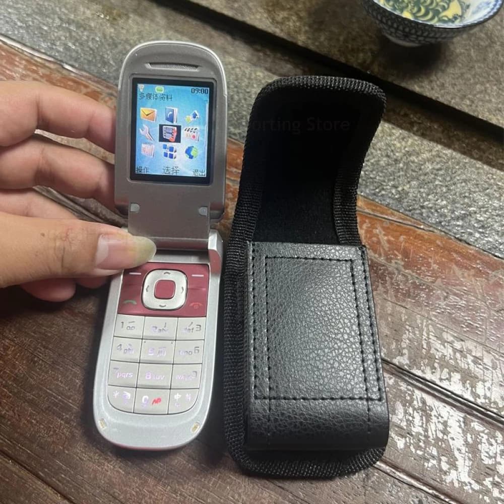 Custodia a marsupio in pelle per Nokia 2760 Flip con clip da cintura