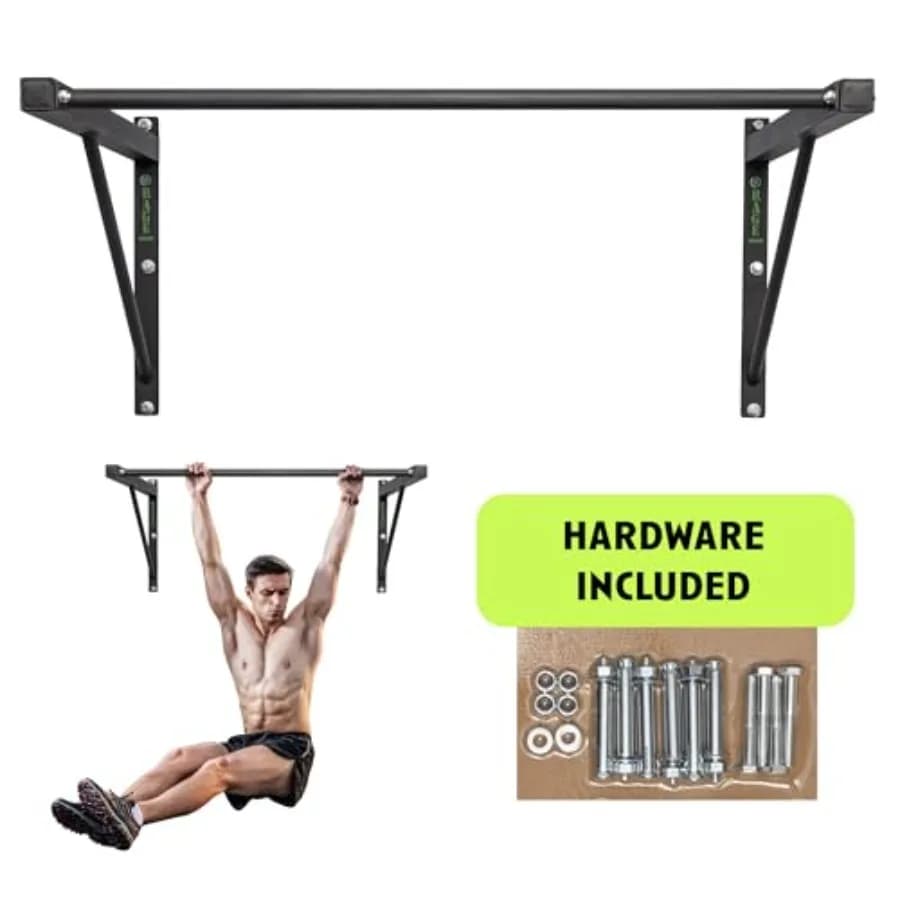 Heavy-Duty Wall Mounted Pull Up Bar - 500 lbs Weight Capacity | Maintain Upper Body Strength & Core Stability | Space Efficient