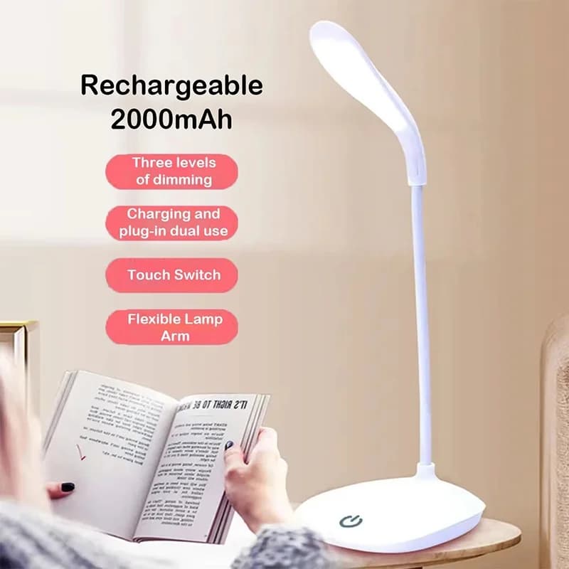 Lampada da tavolo a LED USB ricaricabile 3 colori dimmerabile da scrivania Lampada a LED USB regolabile Lampada da lettura pieghevole per protezione degli occhi per la casa