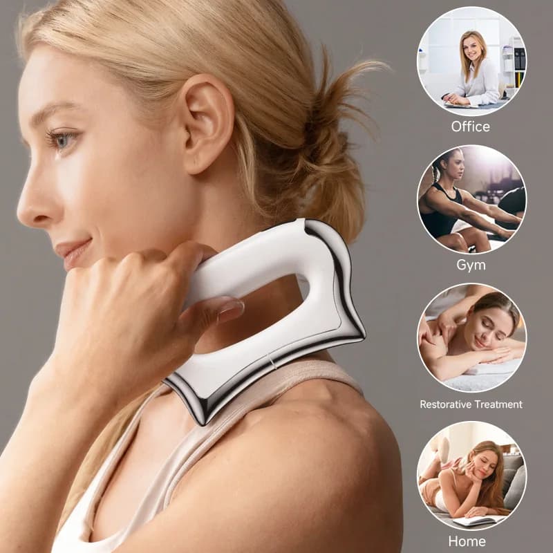 Electric Heat Muscle Scraping Fascia Microcurrent Relaxation Massage Gun Tool