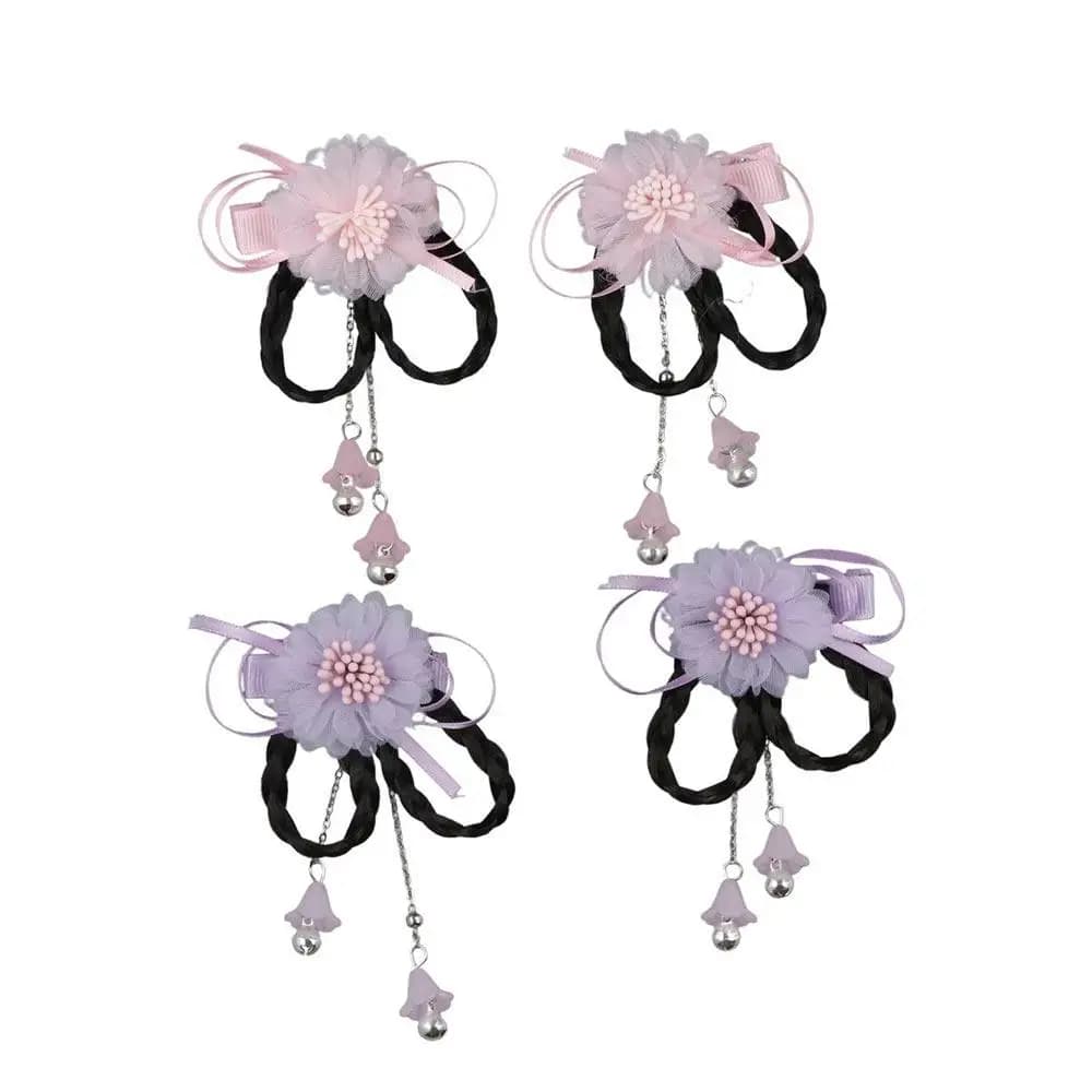 Hair Clip Flower Tassel Duckbill Clip Wig Braid Head Wear Ancient Style Hairpin Children Hair Clip Women Hair Accessories
