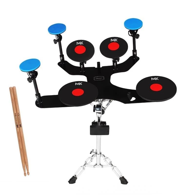 Mini batteria portatile silenziosa per pratica, set di batteria per principianti, batteria silenziosa professionale, con staffa, strumenti a percussione