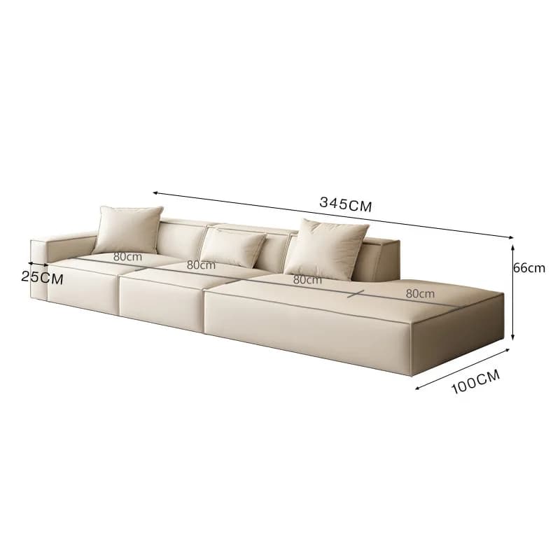 Wholesale custom tofu block sofa Italian minimalist all leather modern module straight row living room sofa